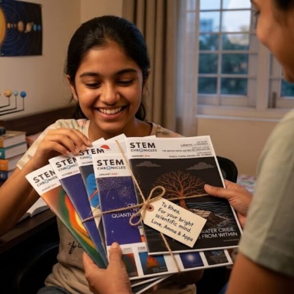 STEM Chronicles magazine subscription wrapped as a gift