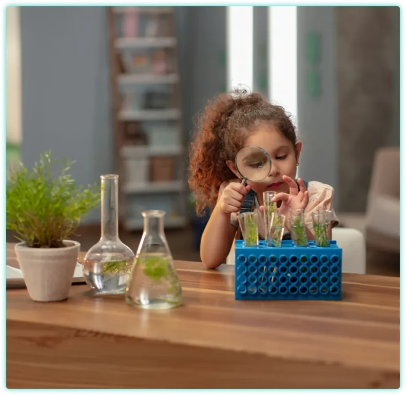 Child exploring science concepts through a hands-on experiment at home